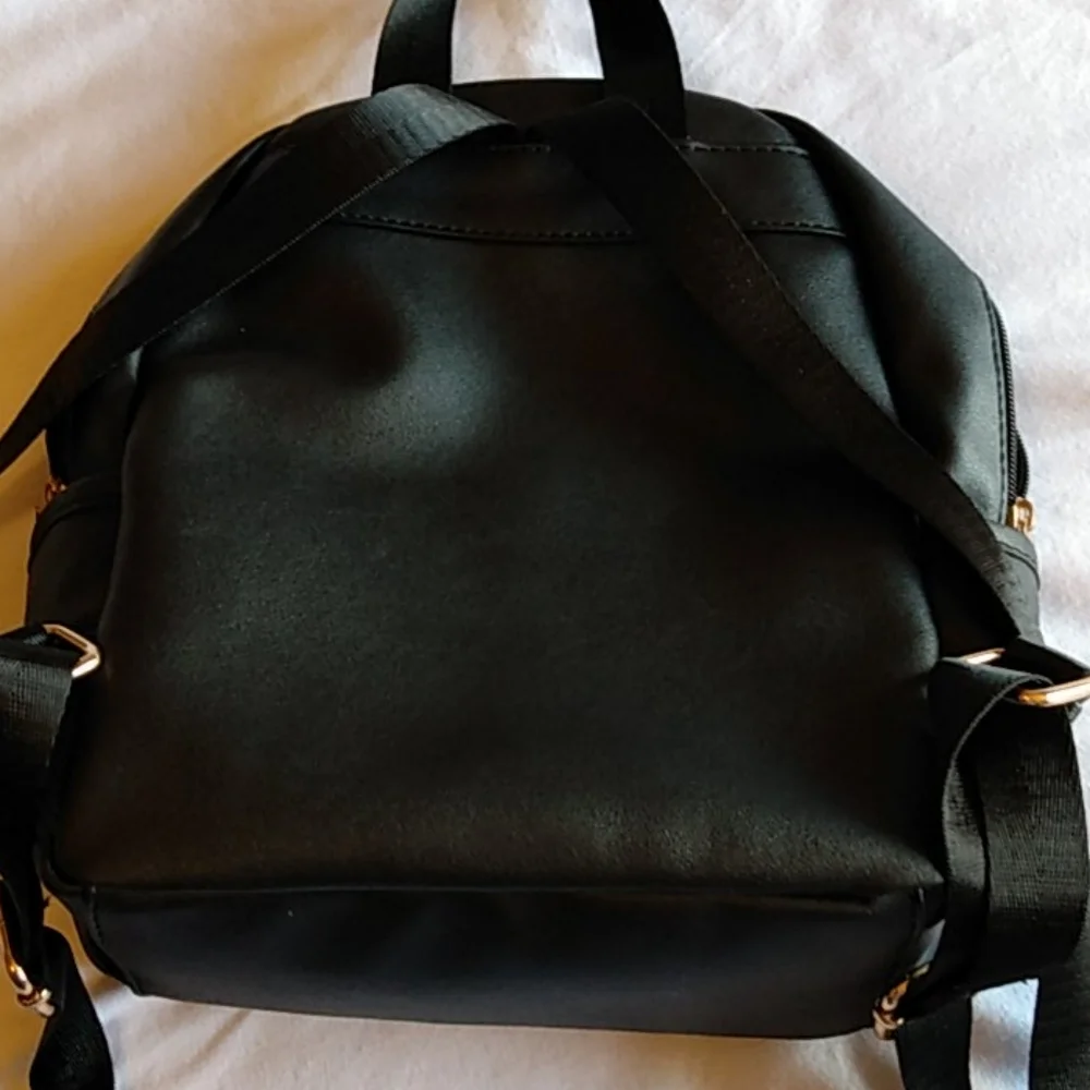 Olivia Miller Quilted‎ Black Mini Backpack Love Pearl Embellished Faux Leather